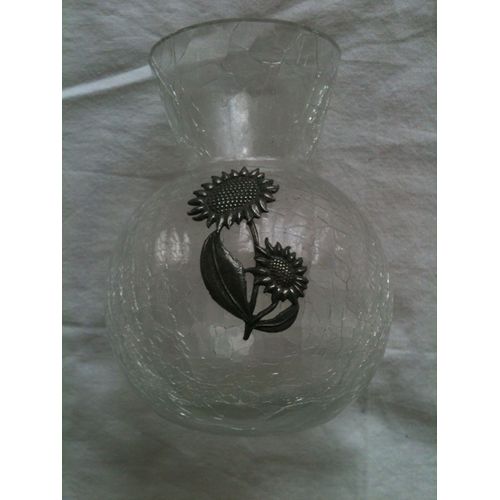 Pichet Avec Motif " Tournesols"  Décoration Etain - Hauteur 12 Cm