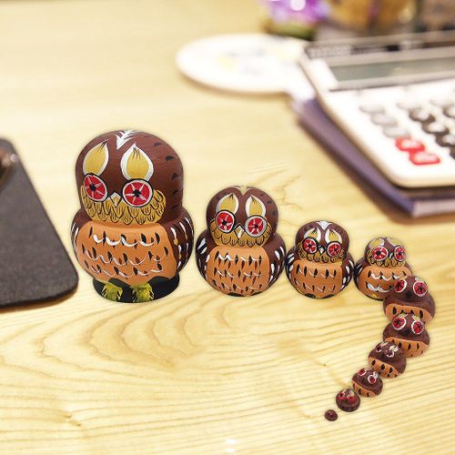 Poupées De Nidification Russes Matryoshka Pour Enfants, Décorations De Noël, Jouets En Bois, Cadeaux, Motif De Hibou, Dessin Animé Mignon, 10 Pièces