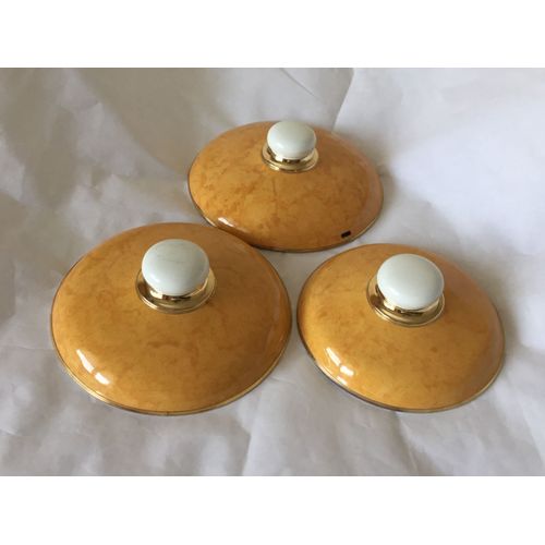 3 Couvercles De Faitout-16,5/18,5/20,5-Emaillés De Couleur Creme-
