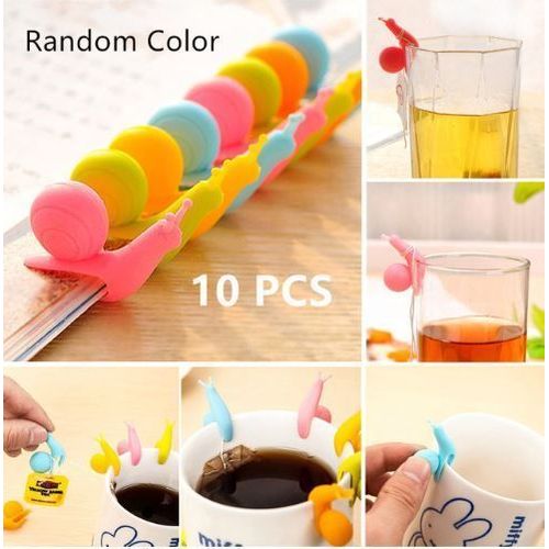 Lot De 5 Porte Sachet De Thé Tisane Infusion. Accroche Sachet Couleur Personnalisés Service Multicolore. Escargots Malins Porte Nom Art De La Table En Silicone