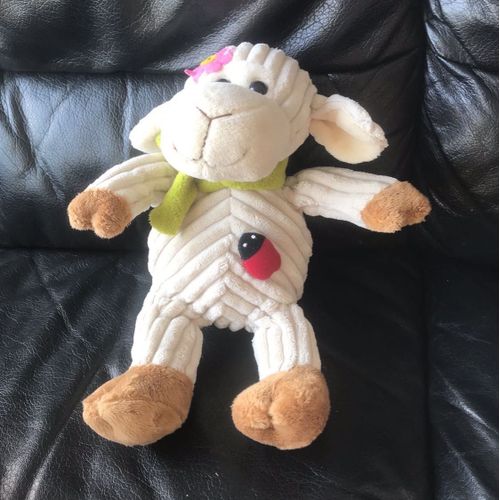 Doudou Agneau Mouton Cocinelle Et Fleur Rose Cp