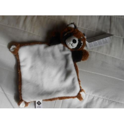 Doudou Raton Laveur Panda Ours Plat Losange Blanc Marron Tex Baby Cmi Carrefour 