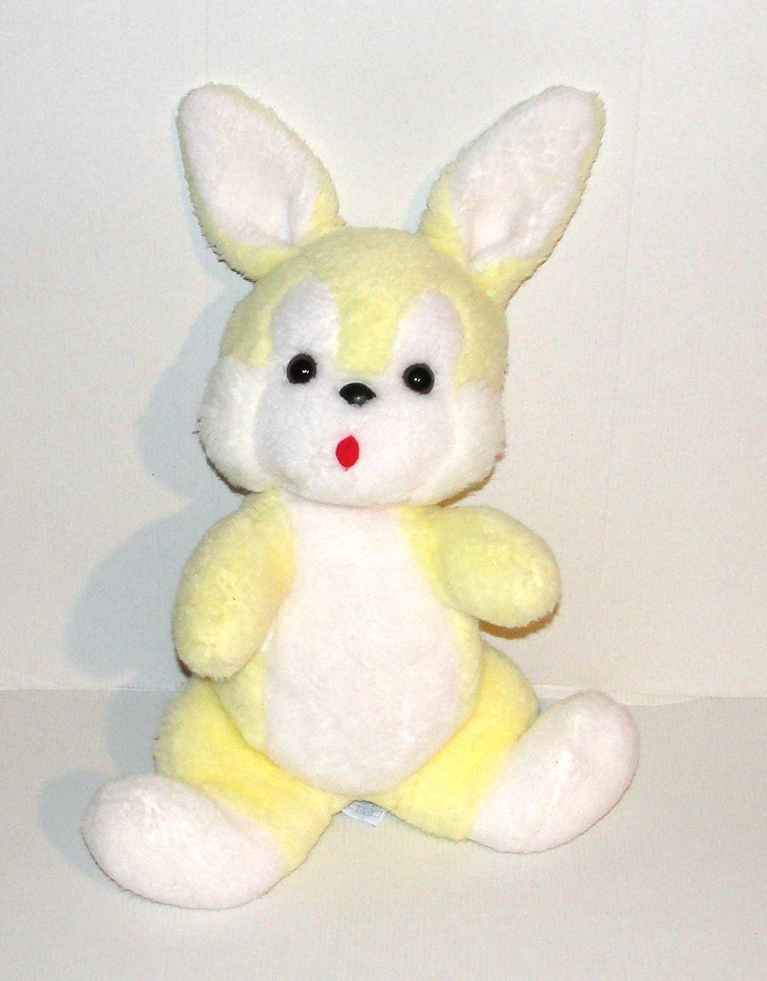 Lapin en peluche bretelles arc-en-ciel Nounours, Vintage