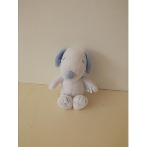 Doudou Peluche Snoopy Blanc Bleu 