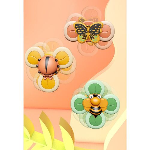 Jouet Spinner À Ventouse 3 Pièces, Jouet Animal Spinner Pour Bébé, Jouet De Bain, Jouets D'Apprentissage Précoce, Cadeau