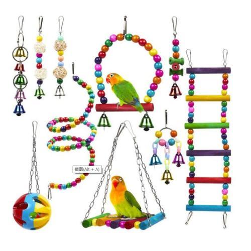 Ensemble De Jouets Pour Oiseaux, 10 Pièces, Fournitures Pour Oiseaux, Accessoires Pour Cage À Oiseaux, Modèles D'Explosion, Jouet Mordant De Perroquet