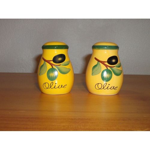 Salière Et Poivrier Motif "Olives Noires"