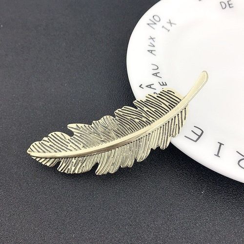 Pince À Cheveux Vintage En Feuille De Métal, Plume, Épingle À Cheveux Pour Filles, Barrettes De Princesse, Accessoires Pour Femmes, Outils De Coiffure