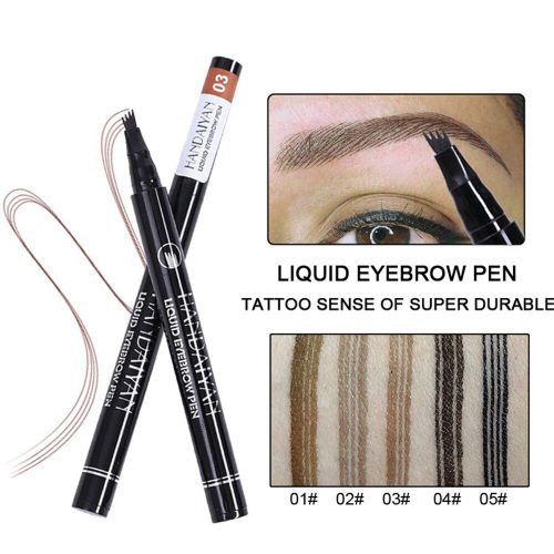 Stylo À Microblading Liquide Pour Tatouage Des Sourcils, 5 Couleurs, Avec 4 Fourchettes, Crayon À Sourcils Naturel, Waterproof, Maquillage 2020 