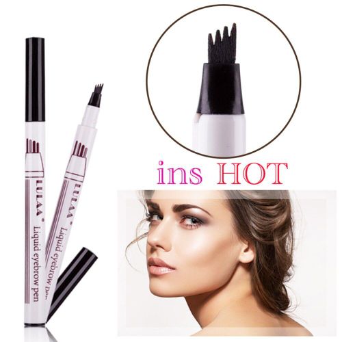 Crayon À Sourcils Liquide Pour Microblading, 4 Pointes De Fourchette, Croquis Fin, Waterproof, Longue Durée, 1 Pièce 