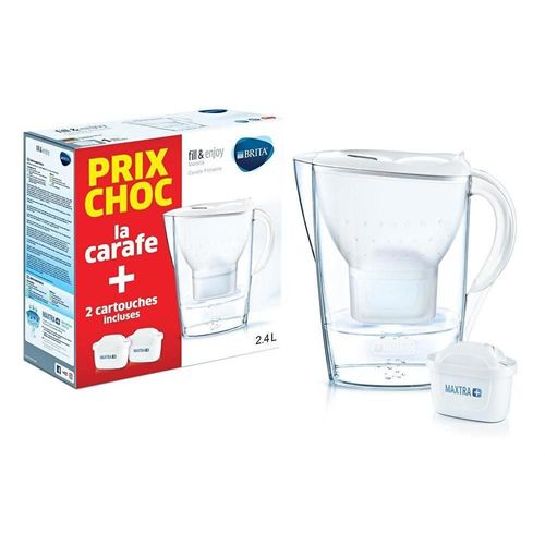 Carafe Filtrante 2.4 L Blanche Brita Marella + 2 Cartouches Incluses