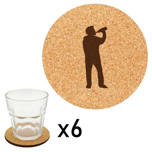 Lot De 6 Dessous De Verre En Liège Gravés Bière