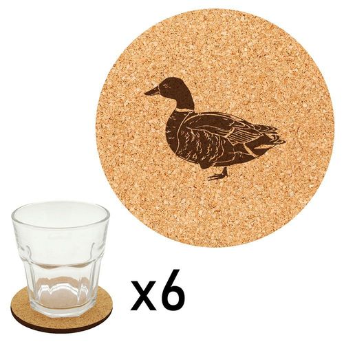 Lot De 6 Dessous De Verre En Liège Gravés Canard 2