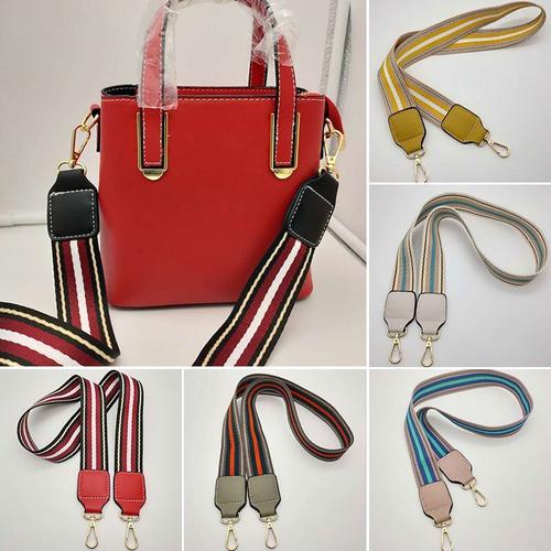 Sangle de sac à main large rayée colorée pour dames, ceinture de remplacement pour sac à bandoulière, accessoires de sac à tête en métal de haute qualité