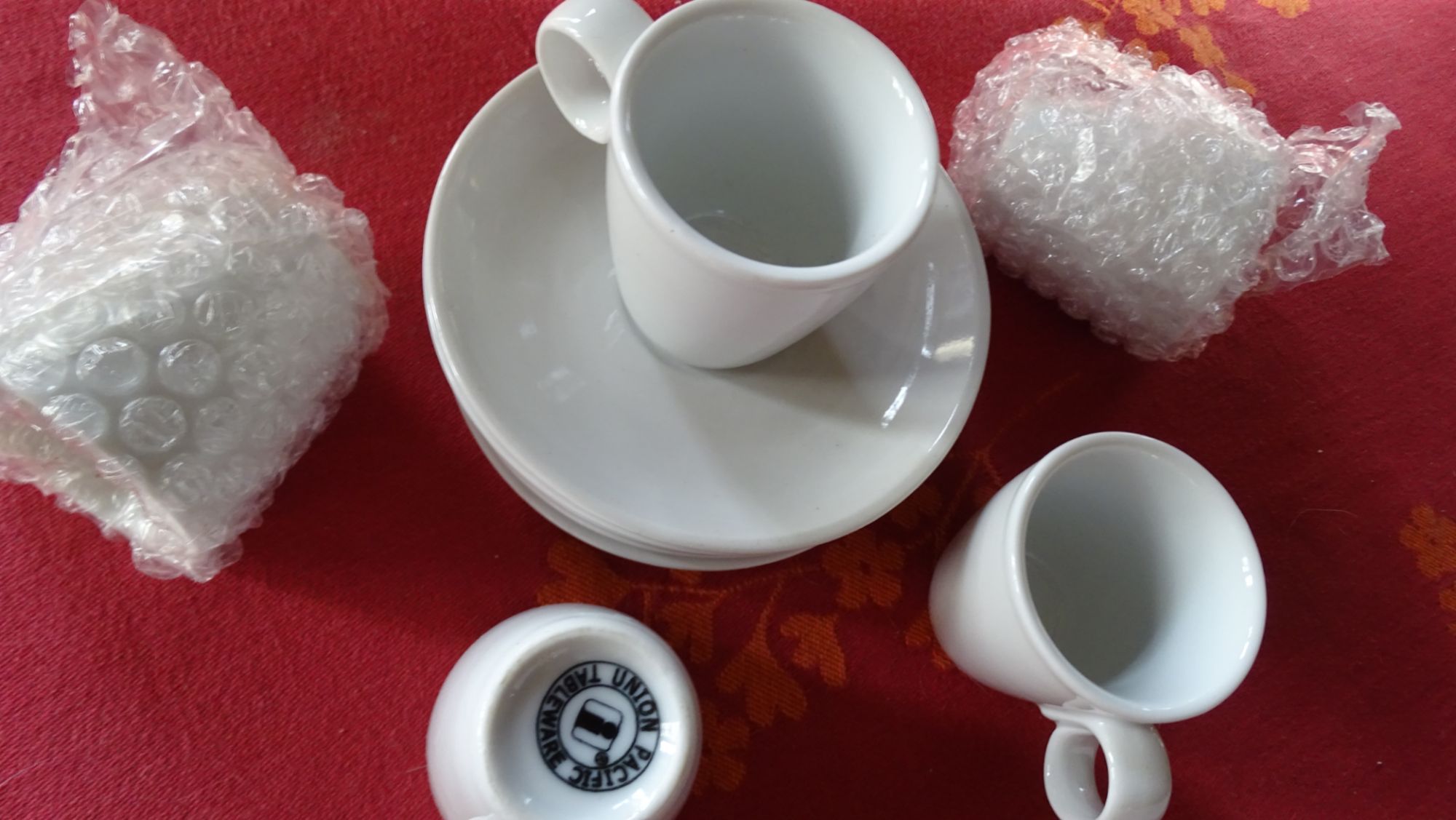 6 Tasses À Café + Soucoupes Blanches "Union Pacific Tableware" - Neuves