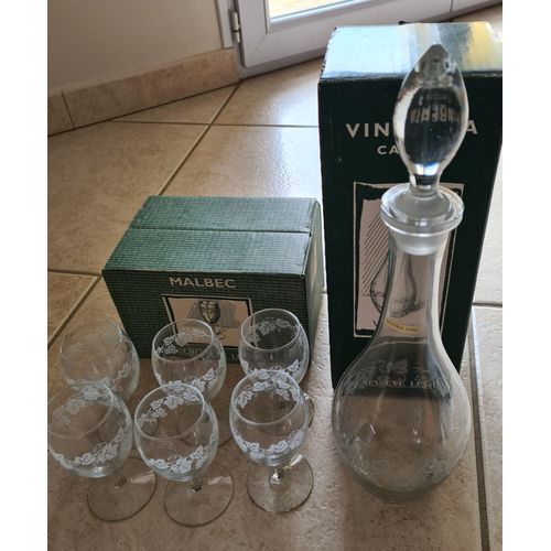 6 Verres & Carafe À Vin Geneviève Lethu