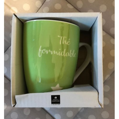 Mug À Thé « Thé Formidable » En Porcelaine Vert Clair La Route Des Comptoirs