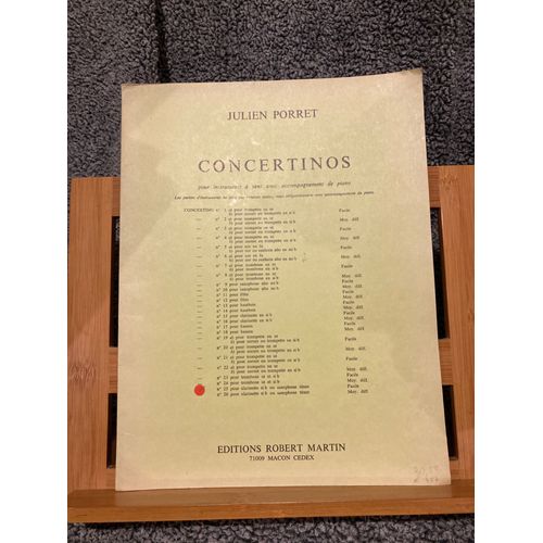 Julien Porret Concertino N°25 Saxophone Clarinette Piano Partition Robert Martin