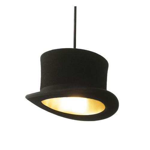Innermost Lampe À Suspension Avec Le Chapeau Wooster (Cylindre Noir Avec Intérieur Doré - Feutre Et Aluminium Anodisé)