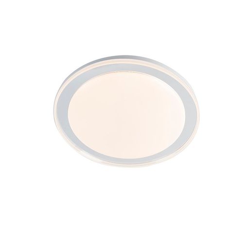 Paul Neuhaus Moderne Plafonnier Moderne Ip44 Avec Télécommande - Lara Acier /Plastique Blanc Rond / Luminaire / Lumiere / Éclairage / Intérieur / Salon / Cuisine Led (Non Remplaçable) Max. 1...