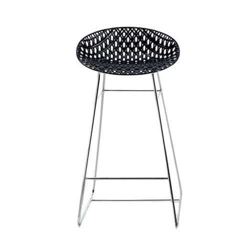 Kartell Tabouret Smatrik (Noir / Chrome - Polycarbonate Coloré Dans La Masse Et Acier)