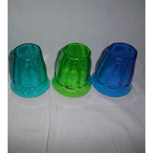 4 Verres À Eau Grand Plastique Bleu Vert Neufs Enfants Pique Nique