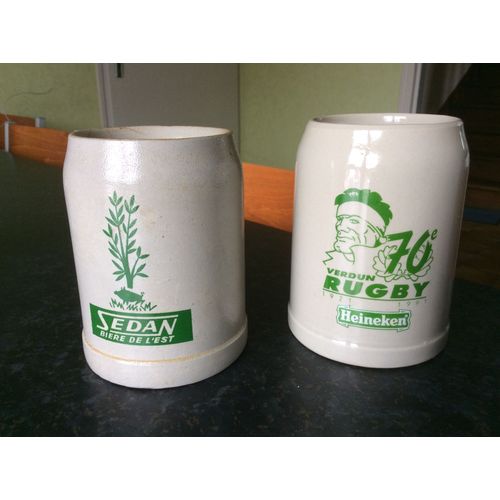 Lot De 2 Chopes À Bière Heineken Et Sedan Bière De L¿Est