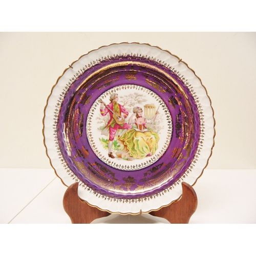 Assiette Decorative Murale Polychrome Scene Galante Porcelaine Atelier D'annet