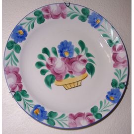 Assiette Murale Porcelaine Déco Panier De Fleurs