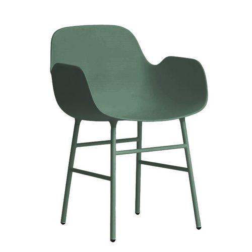 Normann Copenhagen Fauteuil Form Armchair Avec Piètement En Acier Verni (Vert - Polypropylène Et Acier)