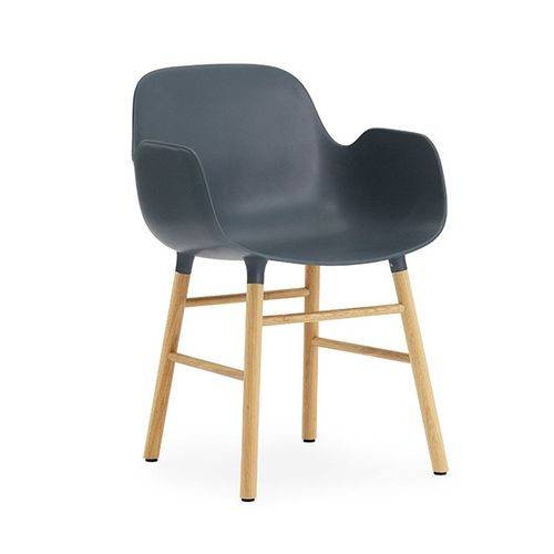Normann Copenhagen Fauteuil Form Armchair Avec Piètement En Chêne (Bleu - Polypropylène Et Chêne)