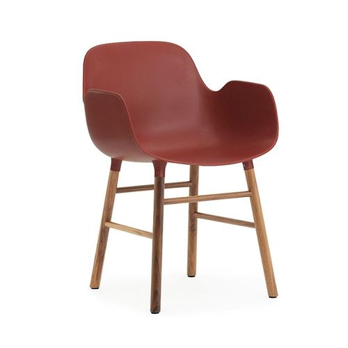 Normann Copenhagen Fauteuil Form Armchair Avec Piètement En Noyer (Rouge - Polypropylène Et Noyer)