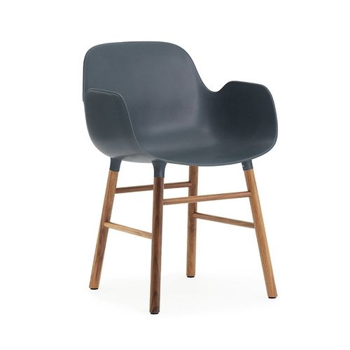 Normann Copenhagen Fauteuil Form Armchair Avec Piètement En Noyer (Bleu - Polypropylène Et Noyer)