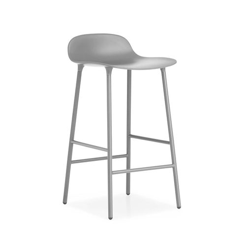 Normann Copenhagen Tabouret Form Barstool H 65 Cm Avec Piètement En Acier Verni (Gris - Polipropilene E Acciaio Verniciato)