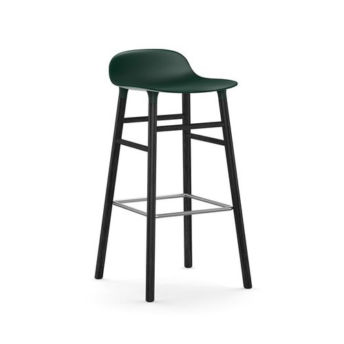 Normann Copenhagen Tabouret Form Barstool H 75 Cm Avec Piètement En Bois Noir (Vert - Polipropilene E Legno Nero)