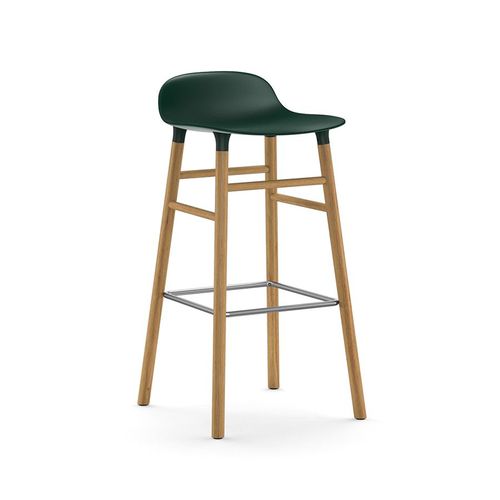 Normann Copenhagen Tabouret Form Barstool H 75 Cm Avec Piètement En Chêne (Vert - Polypropylène Et Chêne)