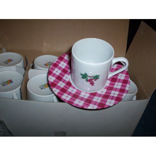 8 Tasses + 6 Sous-Tasses Porcelaine Harmonie
