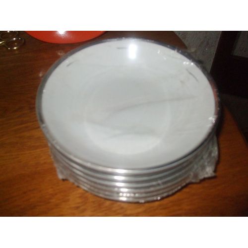 Assiettes Calotte ( À Soupe) Avec Bordure Platine