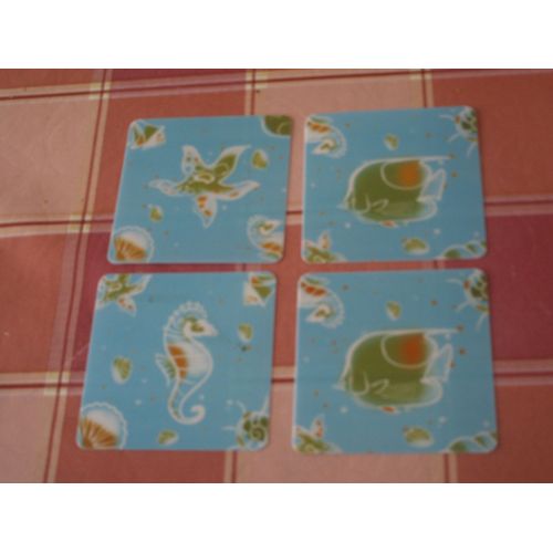 Lot 4 Sous Verres Fond Marin