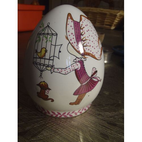 Tirelire Faience En Forme D'oeuf Miss Petty Coat