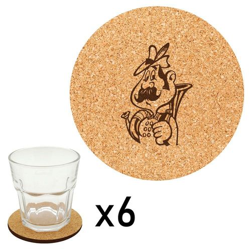Lot De 6 Dessous De Verre En Liège Gravés Chasseur 3
