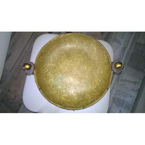 Plateau Égyptien En Terre Fait Main 30.5 Cm De Diamètre 10 Cm De Haut