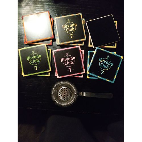 Lot Havana Club : 12 Sous Verres Et Un Calabrese Strainer (Passoire À Cocktail)