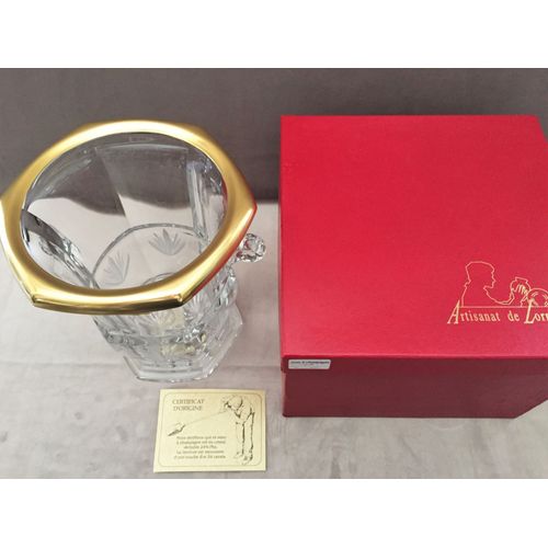 Art Artisanal Local De Lorraine Seau A Champagne De Luxe Cristal Or Coffret Neuf