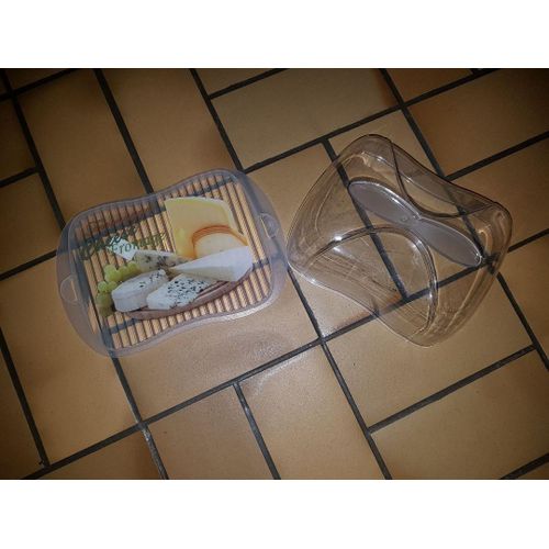 Plateau À Fromages En Plastique Transparent Formaggio Cheese Avec Décoration Différents Fromages Et Raisin Bormioli Rocco
