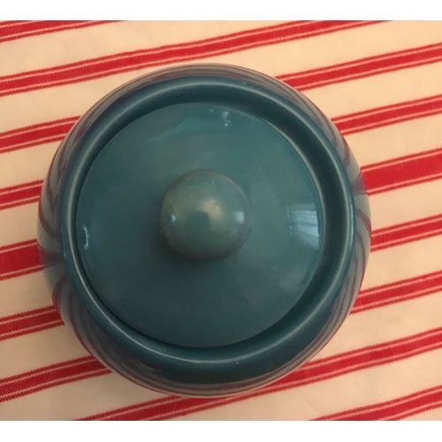 Sucrier Rond En Faïence Bleue
