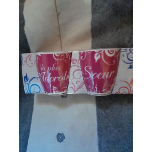 Lot De 2 Tasses Expresso "Joyeux Anniversaire" Et "La Plus Adorable Soeur".