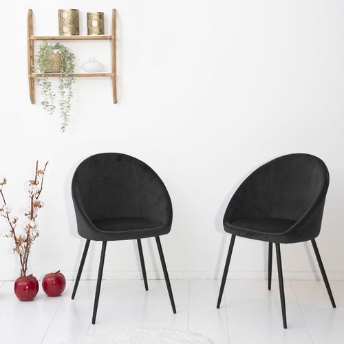 Lot De 2 Chaises Vintage Diane Velours Noir