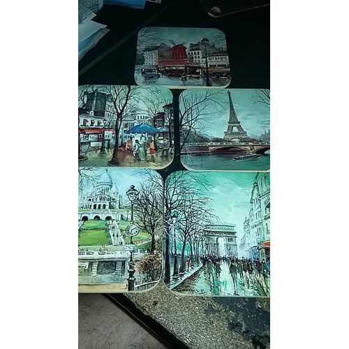 Lot De 5 Sous Verre En Bois Paris