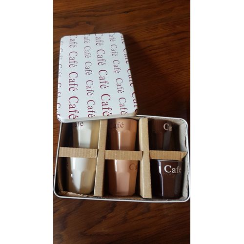 Lot De 6 Tasses À Café Neuves Présentées Dans Boîte Métal